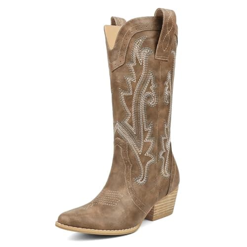 MERUMOTE Cowboy Boots for Women Womens Cowboy Boots, Brown, US8.5