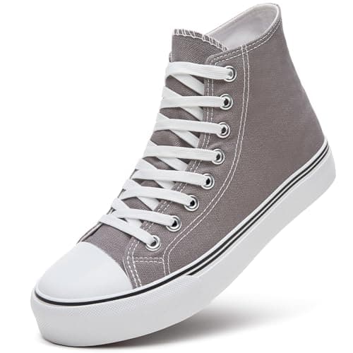 ZGR Women High Top Canvas Sneakers,Lace-up Tennis Walking Shoes Grey US5.5