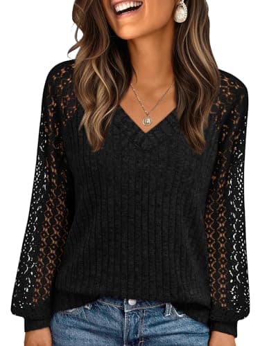 AUTOMET Womens Long Sleeve Lace Fall Cute Tops 2026 Dressy Fashion Trendy