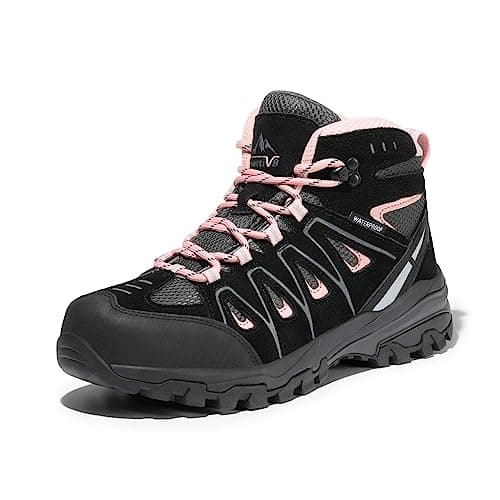 NORTIV 8 Women's Waterproof Hiking Boots Outdoor Trekking Camping Trail Hiking Boot Seeker,Size 6.5,Black/Pink,Seeker