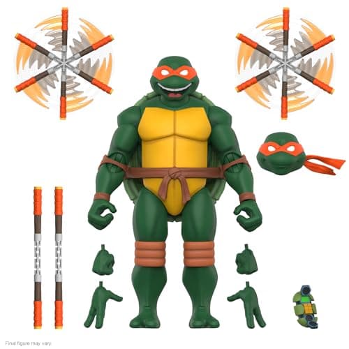 Super7 ULTIMATES! Teenage Mutant Ninja Turtles Michelangelo - 7" TMNT Action Figure with Accessories Classic Cartoon Collectibles and Retro Toys