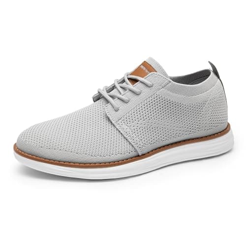 Bruno Marc Men's KnitFlex Breeze Mesh Oxford Sneakers - Breathable Business Casual Shoes Lightweight & Comfortable Walking Shoes for Men, Size 7,Grey,GRAND-01