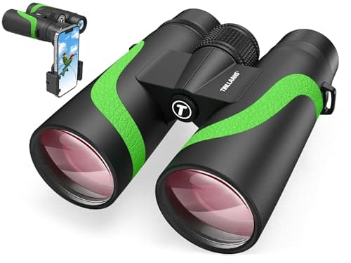 15x55 UHD Binoculars for Adults High Powered with Phone Adapter - Large View, BAK4 Prism, Waterproof, Lightweight for Bird Watching, Hunting, Cruise, Travel, Camping (Green)