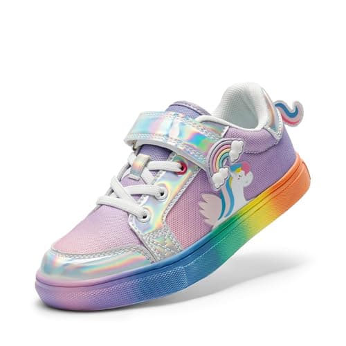 DREAM PAIRS Girls Shoes Toddler Sneakers Rainbow Storybook Casual School Walking Footwear for Toddler/Little Kids,Size 7 Toddler,Rainbow/Silver,SDFS2308K