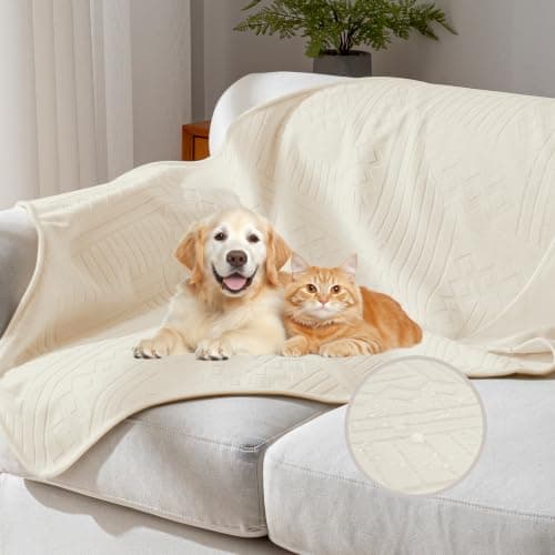 YUEANG Waterproof Recliner Chair Cover - Washable Double-Sided Velvet and Pattern Reversible Cover for Couch, Bed, Car and Sofa Protection for Dogs, 30x40in/Beige