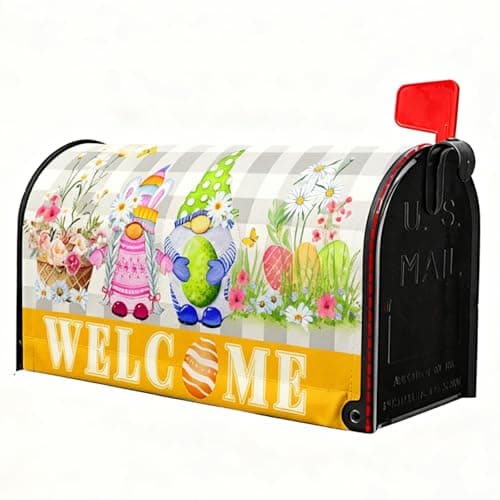 Easter Mailbox Covers Magnetic Tandard Size Spring Gnomes Welcome Outdoor Mailbox Cover 21x18in Daisy Easter Eggs Holiday Mailboxs Wrap Post Letter Box Cover for Yard Farmhouse Garden Yard Decor