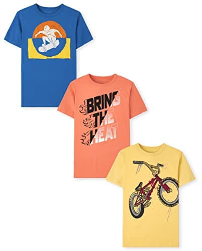 The Children's PlaceThe Children's Place Boys Short Sleeve Graphic T- Shirt 3-PackBicycle/Skateboard/Bring the HeatLarge (10/12)