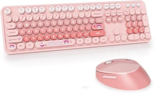 Mofii Wireless Keyboard and Mouse Combo,2.4G USB Multi-Color Cute Full Size Keyboard and Optical Mice Set for Computer Desktop PC Laptop (Pink-Mixed)……