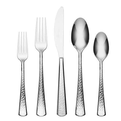 Oneida Silverware Set, Etta 20 Piece Everyday Flatware Set, Service For 4, 18/0 Stainless Steel, Dishwasher Safe, Flatware Cutlery Sets, Kitchen Utensils Sets, Knives Spoons & Forks(Silver, 20 Pieces)