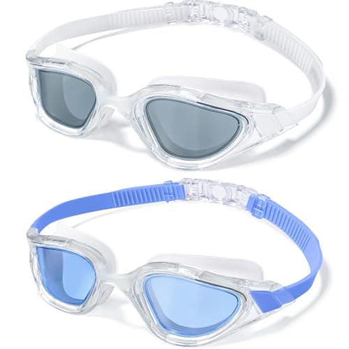 Keary 2 Pack Goggles Swimming Adult Swim Goggles for Men Women Swimming Goggles Youth Adults Anti-Fog Goggle Pool Open Water Glasses Waterproof UV Protection Clear Vision Swim with Case