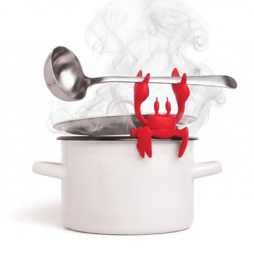 OTOTO 2 in 1 Silicone Spoon Rest & Steam Releaser - Large Spoon Holder for Stove Top - Unique and Useful Gift for Cooking - Heat Resistant Utensil Rest, Kitchen Gadgets, Red Gift (Red the Crab)