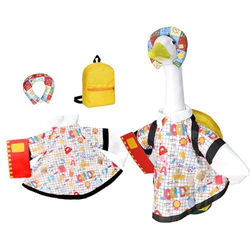 Back to School Porch Goose Outfits for 23 Inch Goose Statue (White)