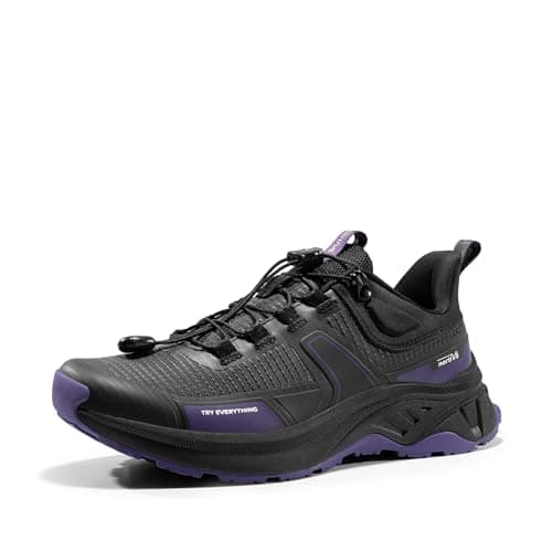 NORTIV 8 Women's Lightweight Hiking Shoes Quick Laces Outdoor Fashion Sneakers Gladiator,Size 7,Black/Purple,SNHS239W