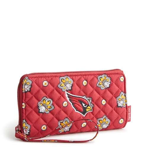 Vera Bradley Women's Cotton Nfl Front Zip Wristlet (Multiple Teams Available), Arizonacardinalsonmaroonred/Yellowbandana, One Size
