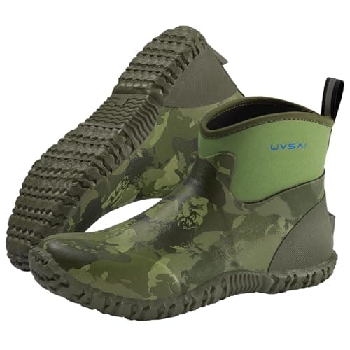 UVSAI Men's Waterproof 5.3-inch Ankle High Garden Shoes Rain Boots Slip-On Footwear for Gardening Farming Lawn Care Yard Work