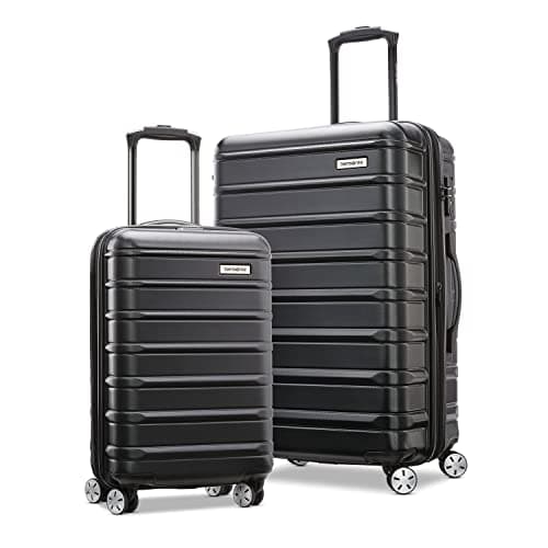 Samsonite Omni 2 Hardside 2 Piece Set - Includes Global Carry-On & Medium Checked Suitcases - 360° Dual Spinner Wheels - Integrated TSA Lock & Expansion - Amazon Exclusive - Midnight Black