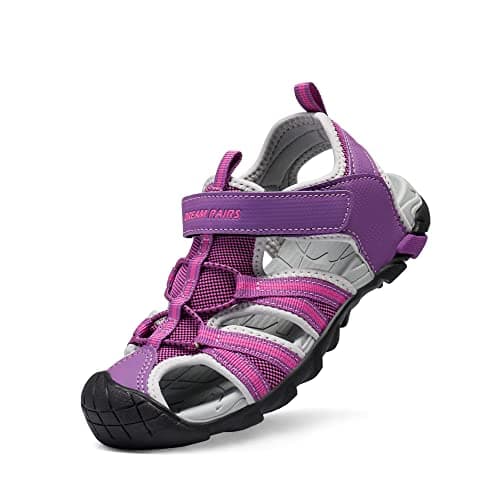 DREAM PAIRS Boys Girls Outdoor Summer Sport Athletic Sandals for Toddler/Little/Big Kid,Size 7 Toddler,Purple/Fuchsia/Light/Grey,170813-K