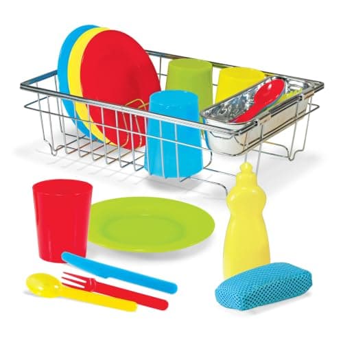 Melissa & Doug Lets Play House Wash and Dry Dish Set, 4 Place Settings