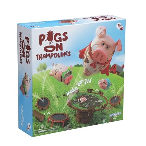 Pigs on Trampolines Board Games – Family Game, Kids Games, Multi-Player, Board Games for Family Night, Preschool Toys, The Muddiest Pig Wins The Game, Hand-Eye-Coordination Game, Ages 6+