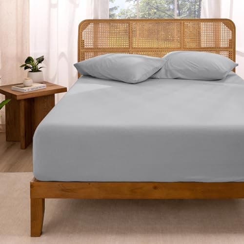 Bare Home 100% Organic Cotton Jersey Fitted Sheet (Twin XL, Light Grey)