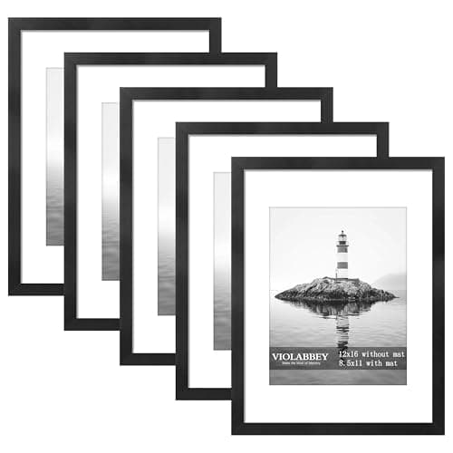 VIOLABBEY 12x16 Picture Frame Set of 5, Black