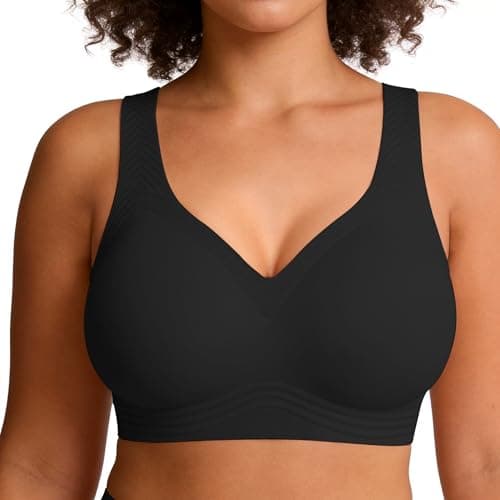 Jelly Wireless Bra Plus Size Supportive Seamless Bras Full Coverage Push Up No Underwire T-Shirt Bra Black