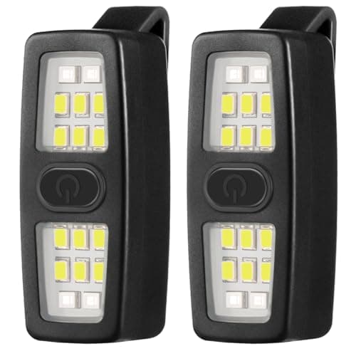 Lembopo Small Rechargeable EDC Flashlight 2 Pack, Clip on Running Lights Gift for Runners, Safety Bike Lights for Dog Walking at Night, Hands Free Running Accessories Gear for Women Men