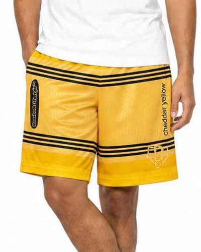BL101 Adult Crayon Baseball Mesh Shorts for Men - Cheddar Yellow, M