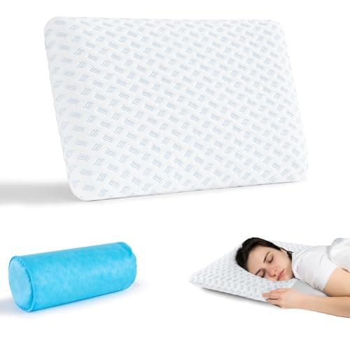 Ultra Thin Pillow 2.75" cooling Memory Foam Pillows for Stomach Sleeping, Gel Infused Slim Pillows for Side Back Stomach Sleepers, Travel Pillow, Bed Pillow Neck support, Washable Cover Standard Size