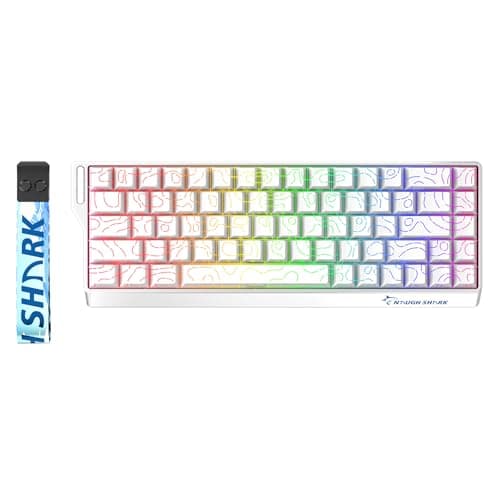 GK GAMAKAY x NaughShark NS68 Rapid Trigger Wired Gaming Keyboard, 65% Hall Effect Mechanical Keyboard, 8KHz Polling Rate 0.01mm RT, Snap Tap, Outemu Peach Crystal Magnetic Switch (White-Side Printed)