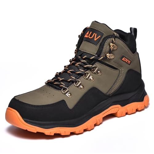 AUVYI Waterproof Steel Toe Work Boots for Men - Wide Toe Comfortable Non Slip Safety Shoes Durable Leather Industrial & Construction Boots
