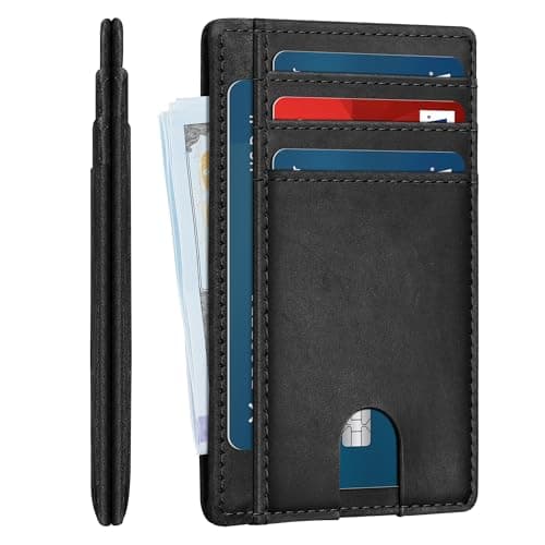 furid Slim Genuine Leather Wallet: Minimalist RFID Small Card Wallet for Men with ID Window - Front Pocket Comfortable Fit - 0.11-inch Ultra Thin Credit Card Holder for Men's Gift