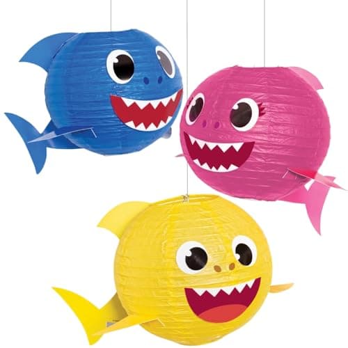 Paper Party Lanterns - 11.75" H | Pack of 3, Baby Shark