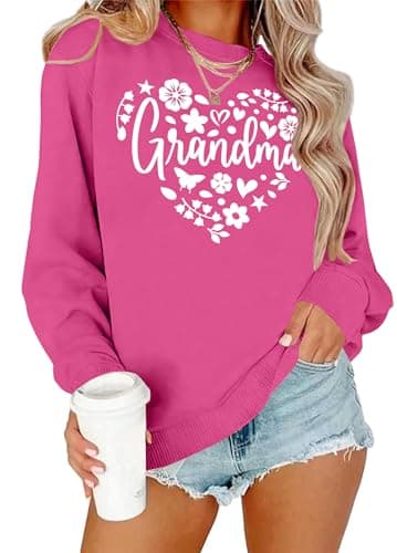 Zylkor Grandma Sweatshirts Women In My Grandma Era Shirt Blessed Grandma Tee Grandma Life Long Sleeve Pullover Tops