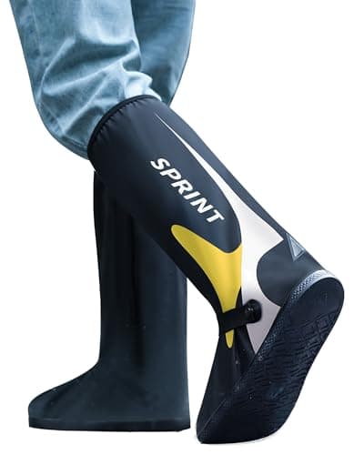 RINJOY Waterproof Shoe Covers with Reflector for Men and Women Reusable Rain boot Covers with Zipper Non-Slip Foldable