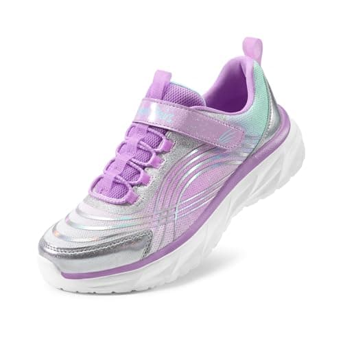 DREAM PAIRS Girls Shoes Sneakers Kids Tennis Shoes Sparkle ColorBurst Lightweight Running Casual Walking Shoes,Size 13 Little Kid,Purple/Silver/Blue,SDRS2405K