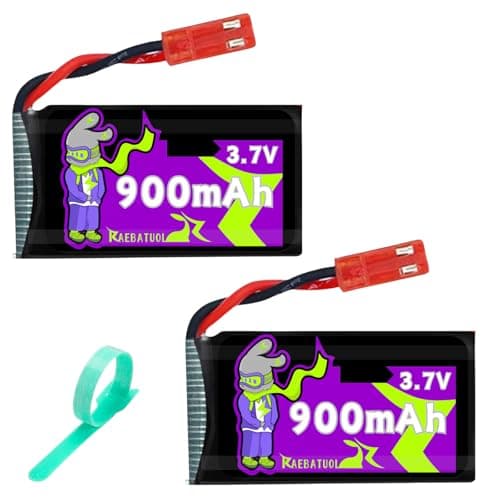 Raebatuol Drone Batteries Compatible with MJX Syma Holy Stone Sky Viper RC Quadcoptepr X56W X400 X400W X300C X400C X800 HS110 HS200 S670 V950hd S1750 V2450, 900mAh 3.7V with JST Plug