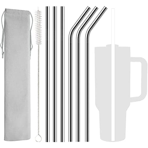 12" Stainless Steel Straws Replacement for Stanley Adventure Quencher 40 oz 30 oz Cup Tumbler, 6 Pack Straw for Stanley 40 oz & Simple Modern Tumbler with Handle
