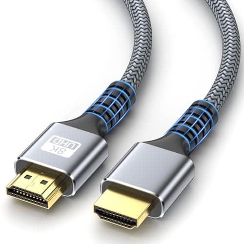 looyotul 8k Hdmi Cable 6.6ft Ultra High Speed HDMI 2.1 Cable 8K@60HZ 4K@120HZ 48Gbps HDMI Cord for HDTV,PS4,PS5,Monitor Laptop,Xbox,HDCP 2.2&2.3 Support HDR,eARC,Dolby.(Silvery)