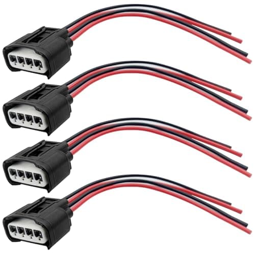 4PCS Ignition Coil Connector, 4-Wire Female Plug Harness Pigtail, Replacement for #90980-11885, Automotive Coil Wiring Cable Connector for Car Accessories
