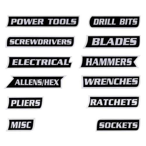 PAIYUE 12PCS Magnetic Tool Box Labels,Car Accessories Magnetic Toolbox Labels,Automotive Tools,Universal General Tool Box Organize Accessories,Suitable for Steel Toolboxes (Black, A Style)