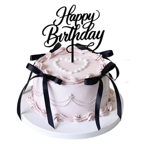 Black Bow Cake Topper With Happy Birthday Sign 11Pcs Satin Bowknot Cake Toppers for Vintage Themed Party Coquette Birthday Party Decorations