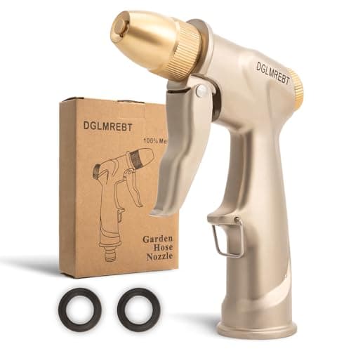 Metal Garden Hose Nozzle Spray - Heavy Duty 4 Spray Patterns 360° Rotating, Ergonomic Handle, Leak-Proof Fit for Watering, Cleaning, Car Wash(Upgrade nozzle)