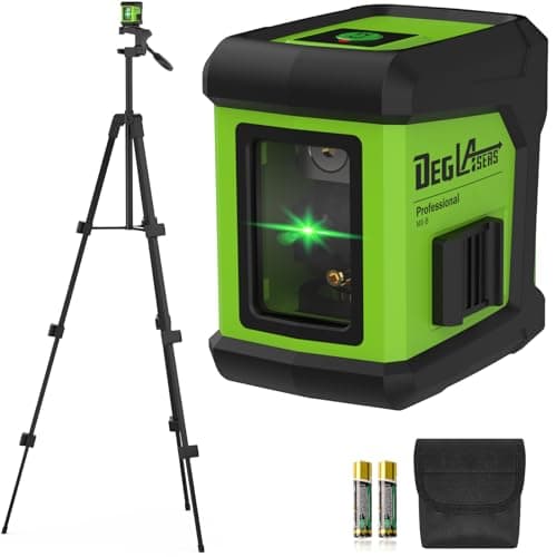 Self Leveling Laser Level with Tripod,DEGLASERS 100ft Green Cross Line laser lever,Lazer Leveler Tool for Picture Hanging Floor Tile Wall Home Renovation, Indoor Project, Battery Included