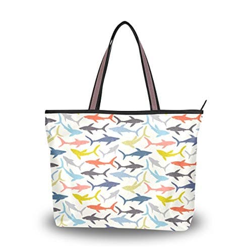Colorful Sharks Shoulder Bags Large Handle Ladies Handbag