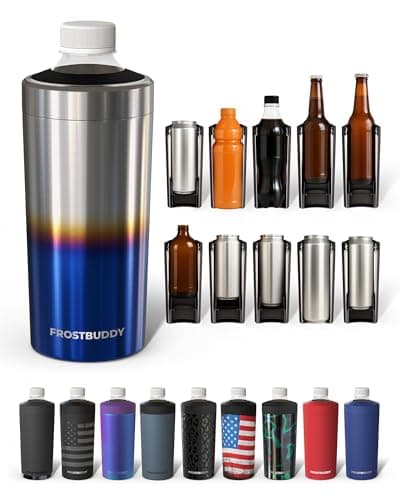 Universal Buddy XL Can Cooler by Frost Buddy - Fits 12-ounce, 16-ounce, 20-ounce, and 24-ounce Cans and Bottles - Keep Your Drinks Refreshingly Chilled for over 12 hours. (Burnt Titanium)