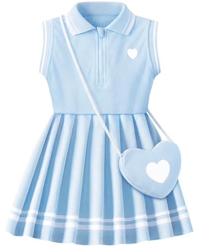 Toddler Girl Sport Dress, Summer Sleeveless Ruffle Kids Beach Sundress and Casual Outfit Blue