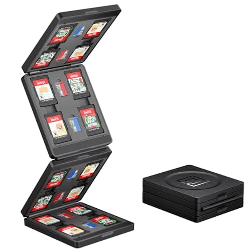 JSAUX 4-Fold Game Card Case for Nintendo Switch 2/OLED/Lite, 40-Slot, Black