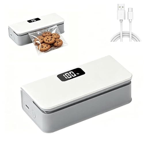 Ruydiwale Mini Bag Sealer,6-Speed Adjustment and LED Display (White)