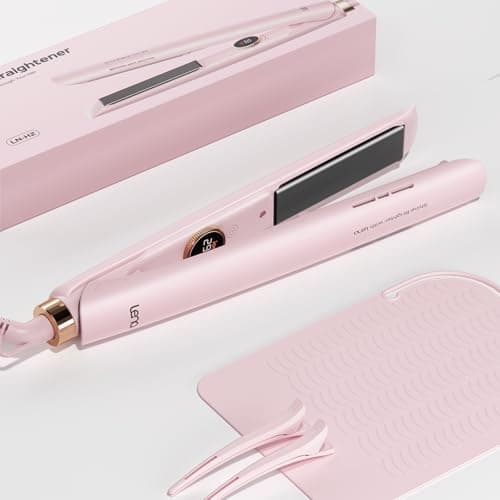 Flat Iron Hair Straightener LENA H2 Curling Wand and Curler 2 in 1 with Titanium Coating, Satefy Lock, Anti-Scald, 12 Adjustable Temps & Dual Voltage for All Types of Hair